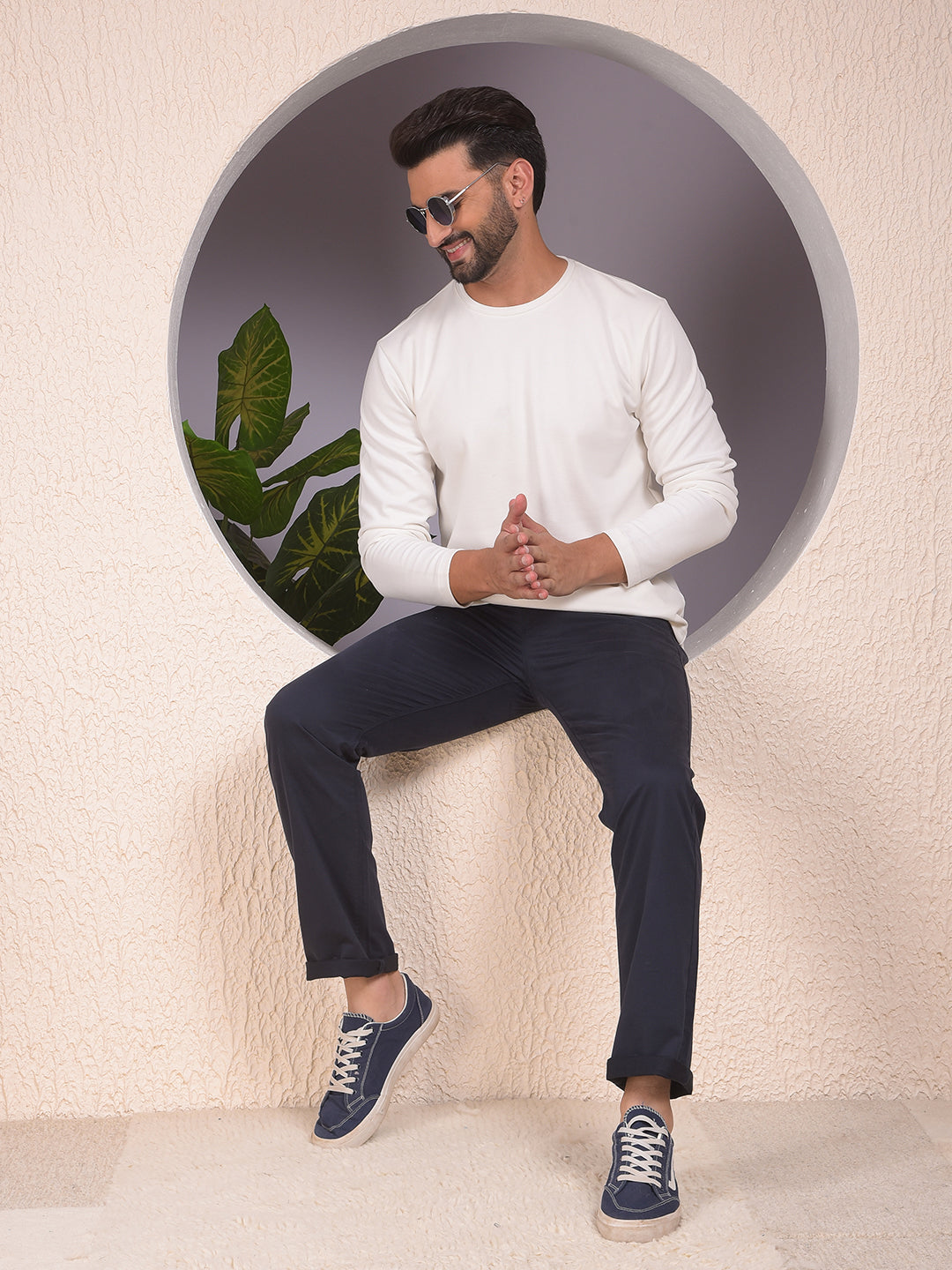 Navy Blue Straight Trousers