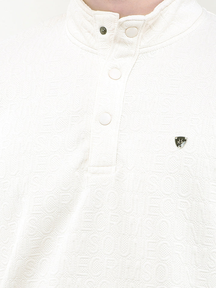 Cream Embossed Polo Sweatshirt