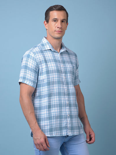 Blue Checked 100% Cotton Shirt