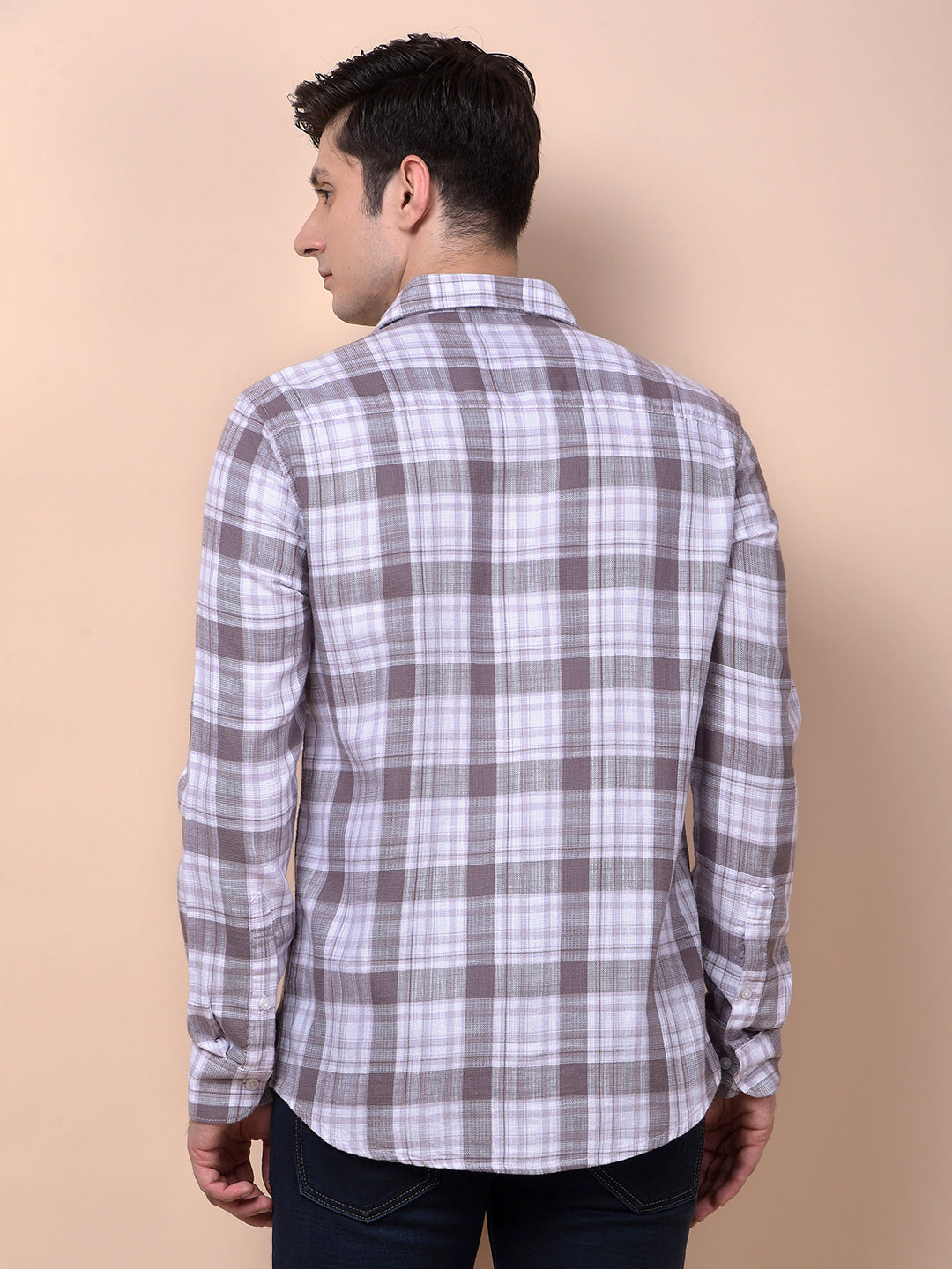 Purple Checked 100% Cotton Shirt