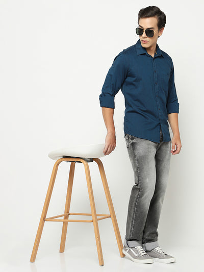 Navy Blue 100% Cotton Shirt