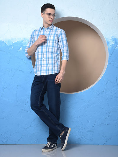 Blue Checked 100% Cotton Shirt