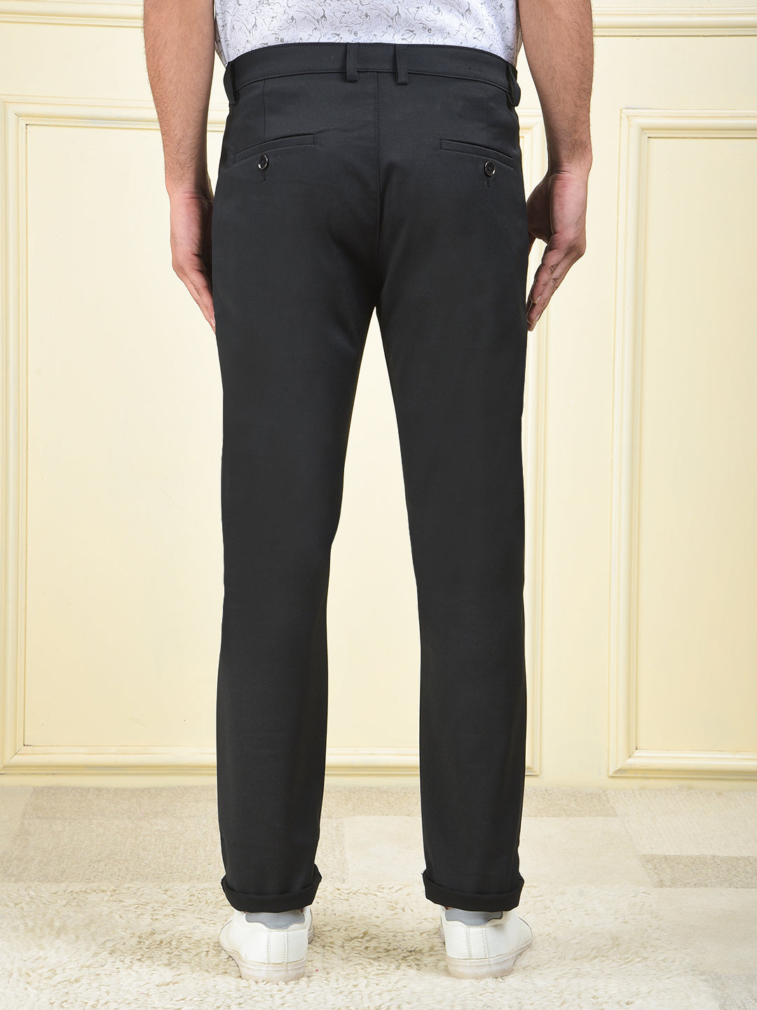Pure Edge Black Printed Trousers