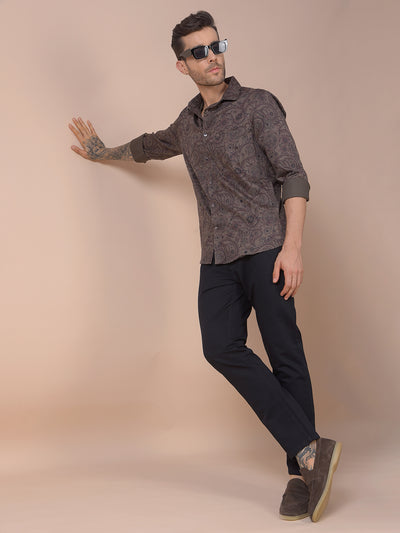 Brown Floral Print Shirt
