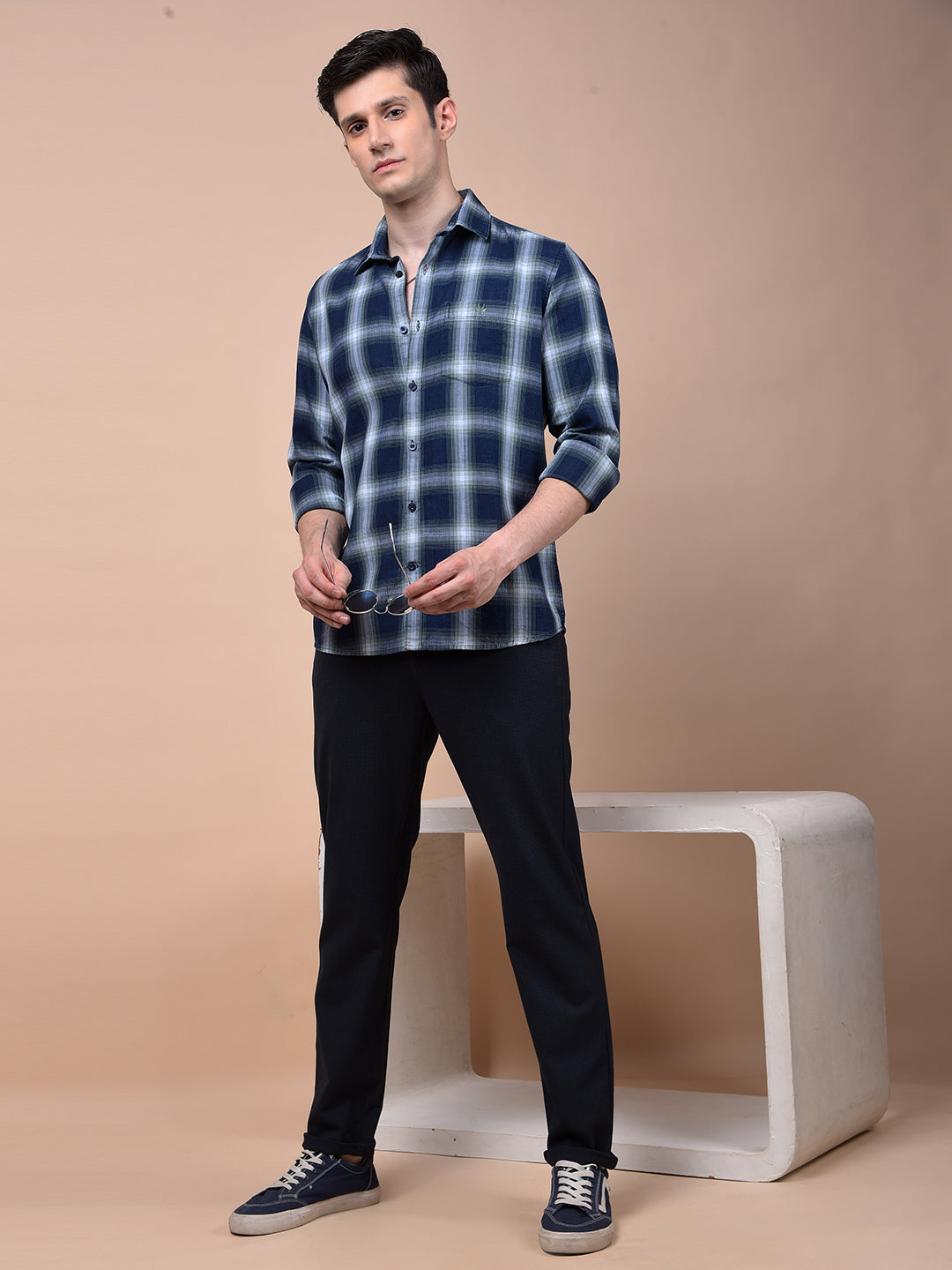 Green Checked 100% Cotton Shirt