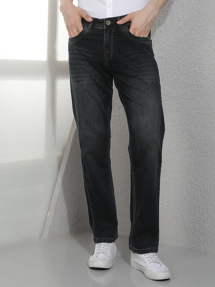 Dark Blue Straight Stretch Jeans