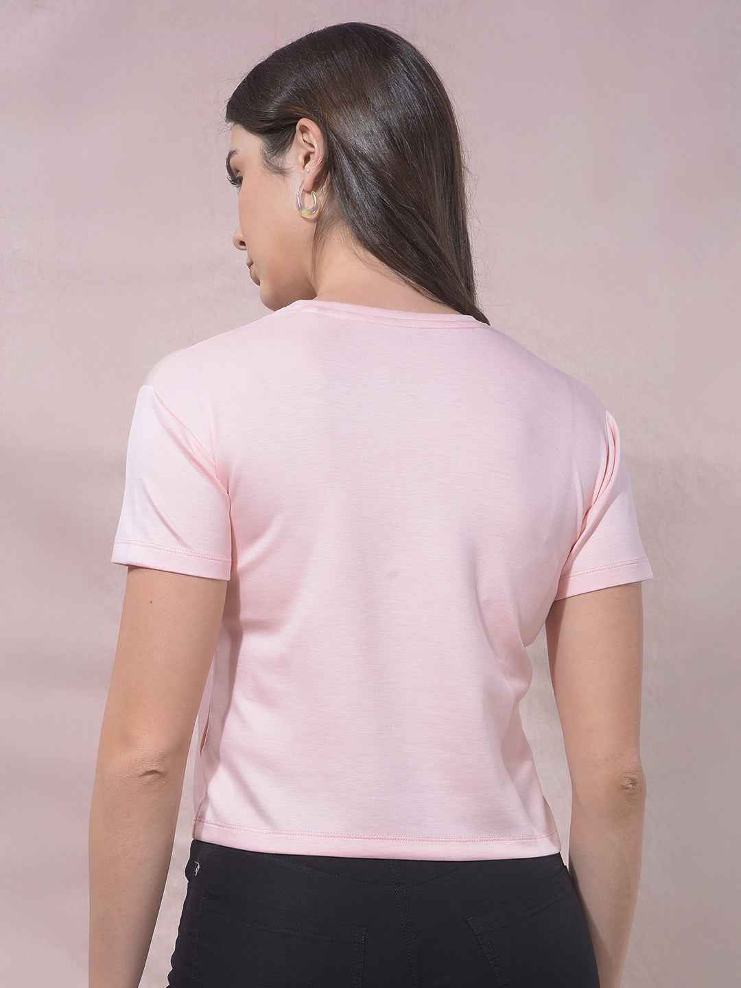 BlazeRose Pink Graphic Embellished T-Shirt
