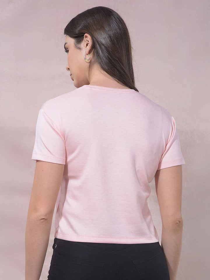 BlazeRose Pink Graphic Embellished T-Shirt