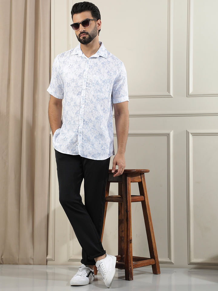 Blue Floral Print Shirt