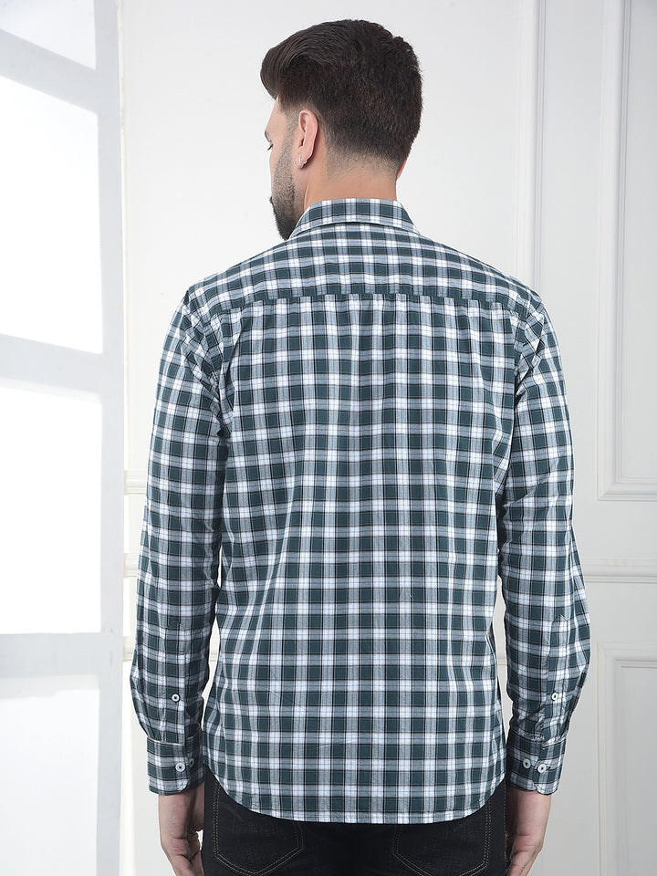 Moss Green Checked 100% Cotton Shirt