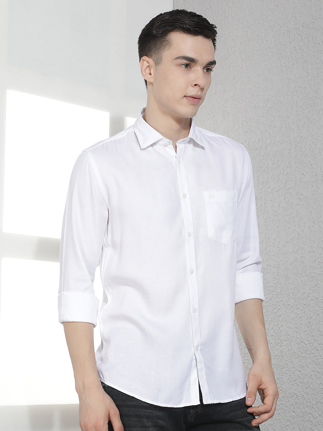Suave Pristine White Casual Shirt