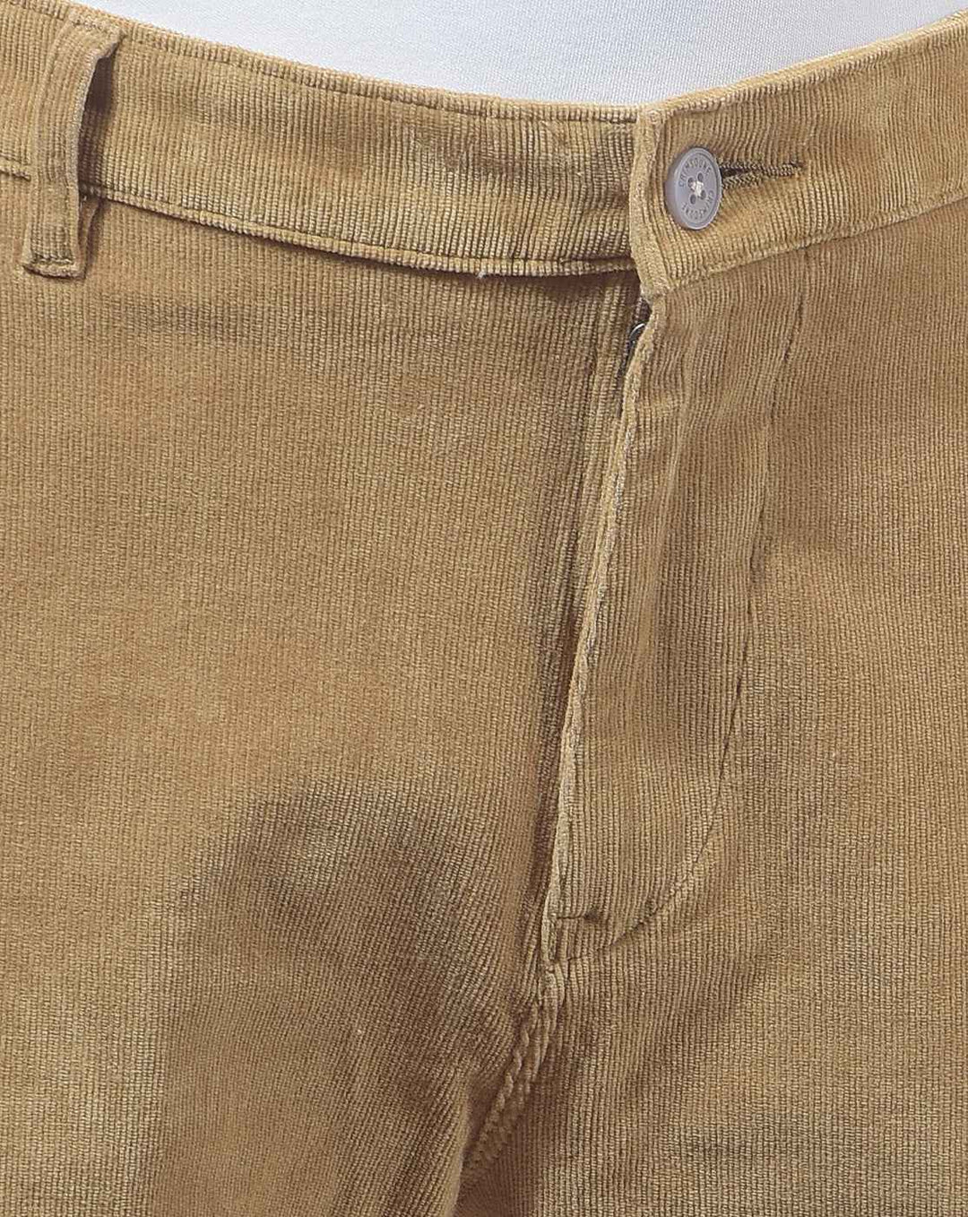 Khaki Straight Corduroy Trousers