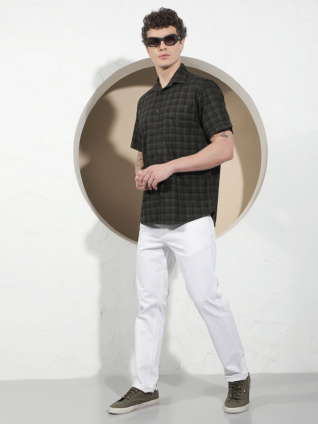 Green Checked 100% Cotton Shirt
