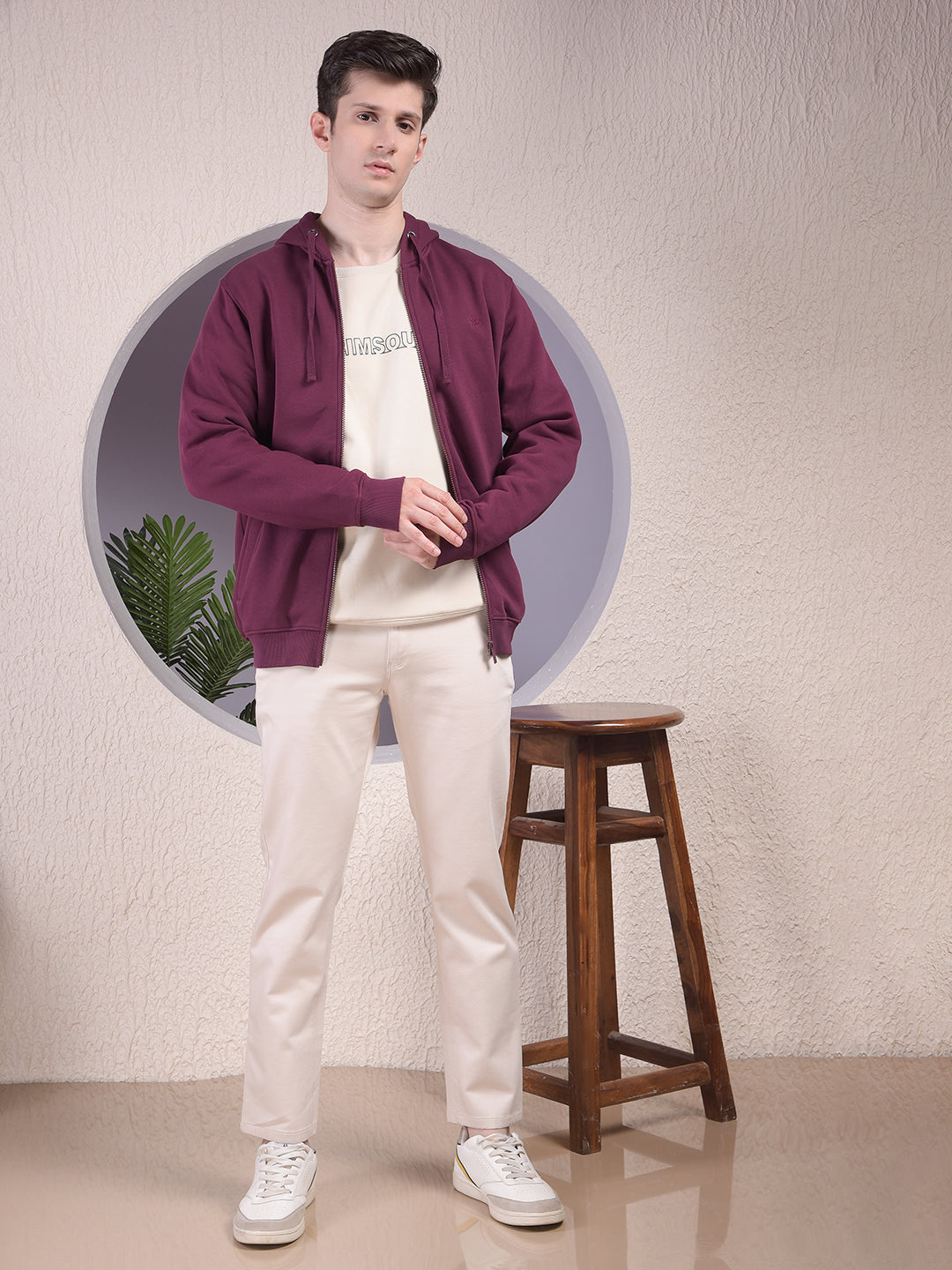 Dapper Wine Hooded Neck Sweatshirt