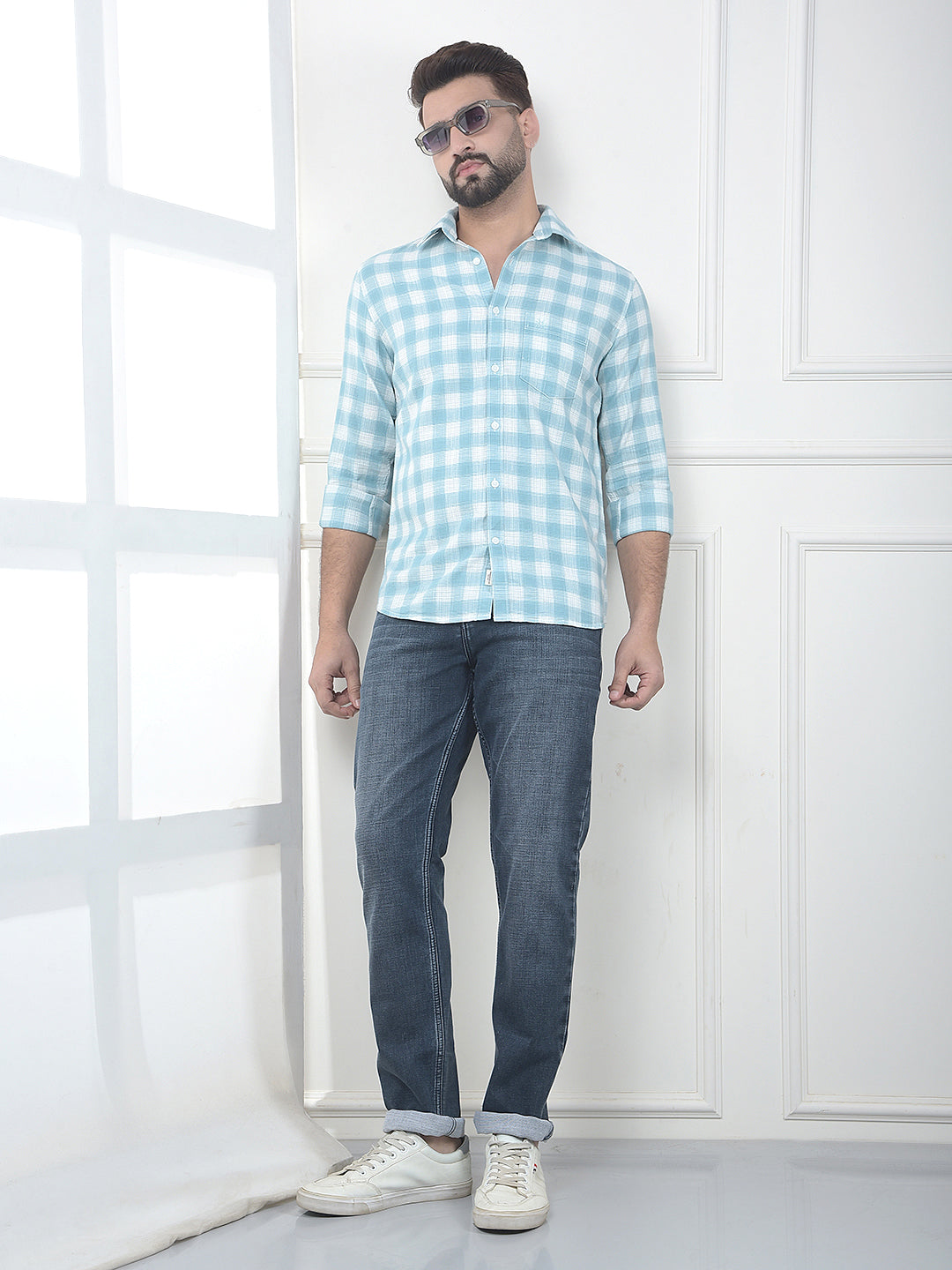 Green Checked 100% Cotton Shirt