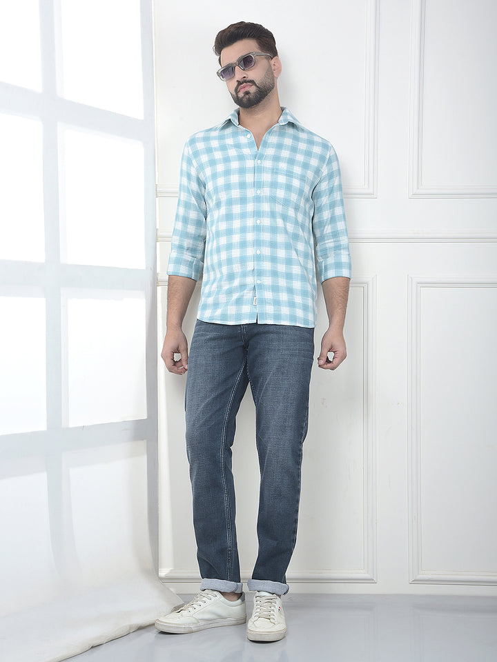 Green Checked 100% Cotton Shirt