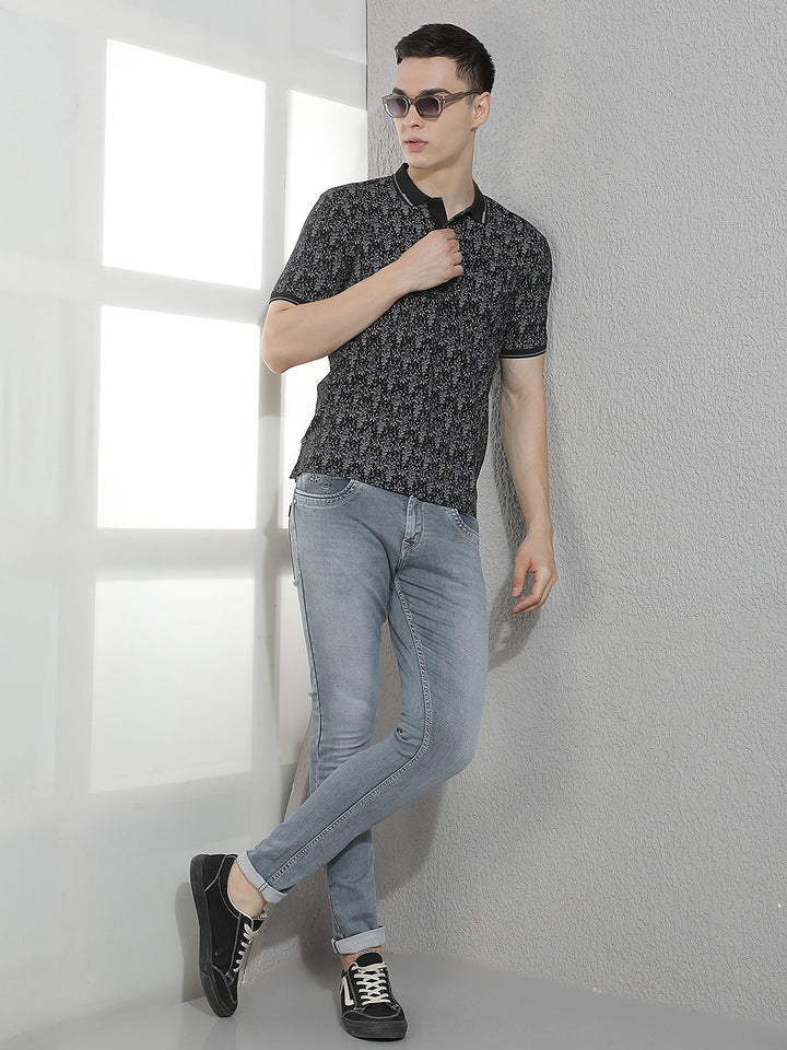 Black Floral Print T-Shirt