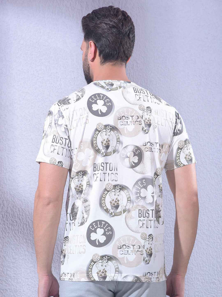Beige Printed T-Shirt