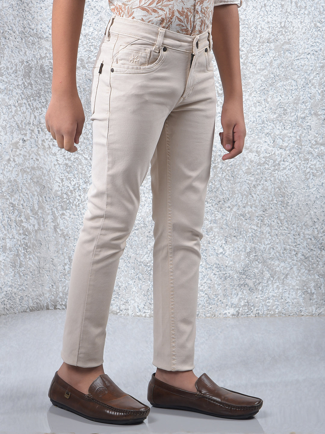Stylish Beige Slim Fit Jeans