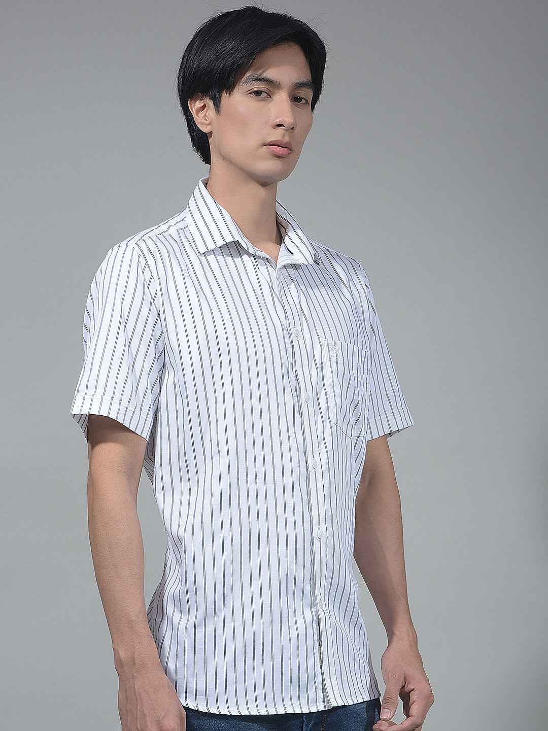 White Vertical Striped Shirt