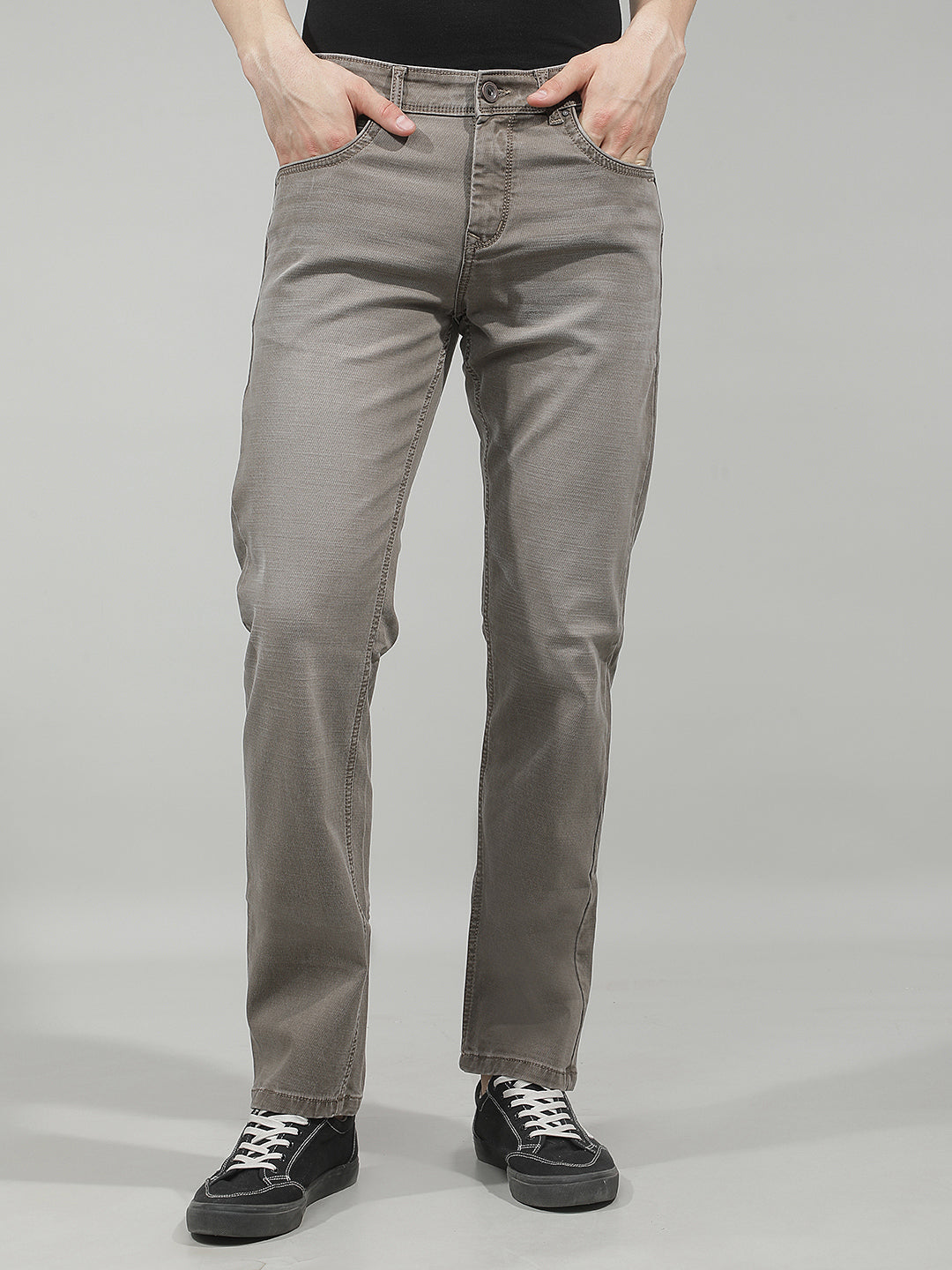 Sleek Safari Khaki Straight Jeans