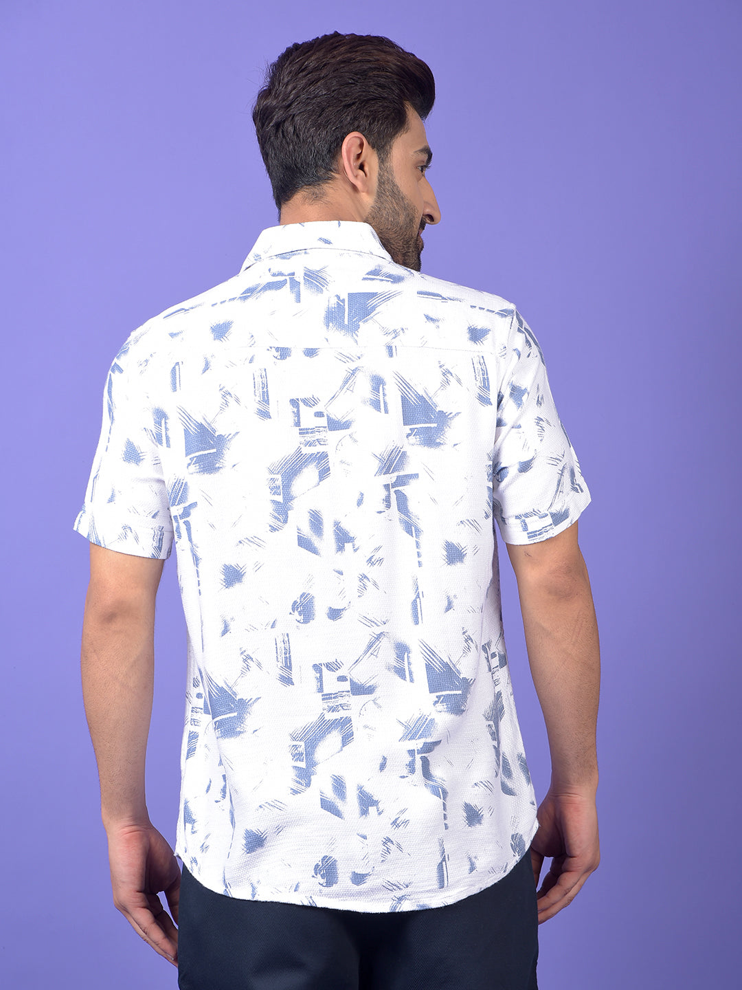 Blue Printed 100% Cotton Shirt