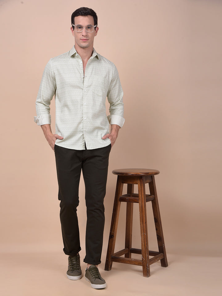 Modern Edgey Green Printed Shirt