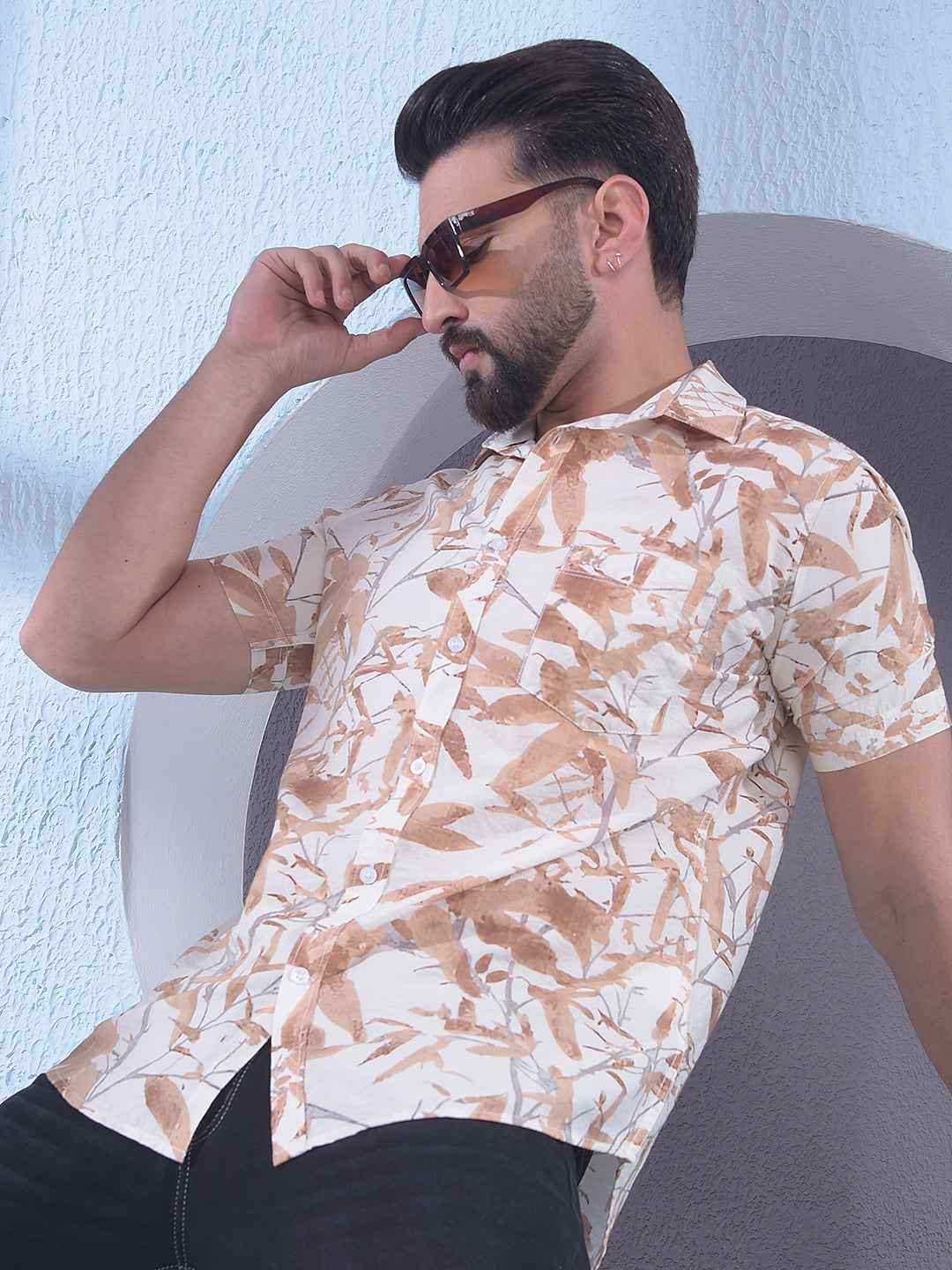 Brown Floral Print Shirt