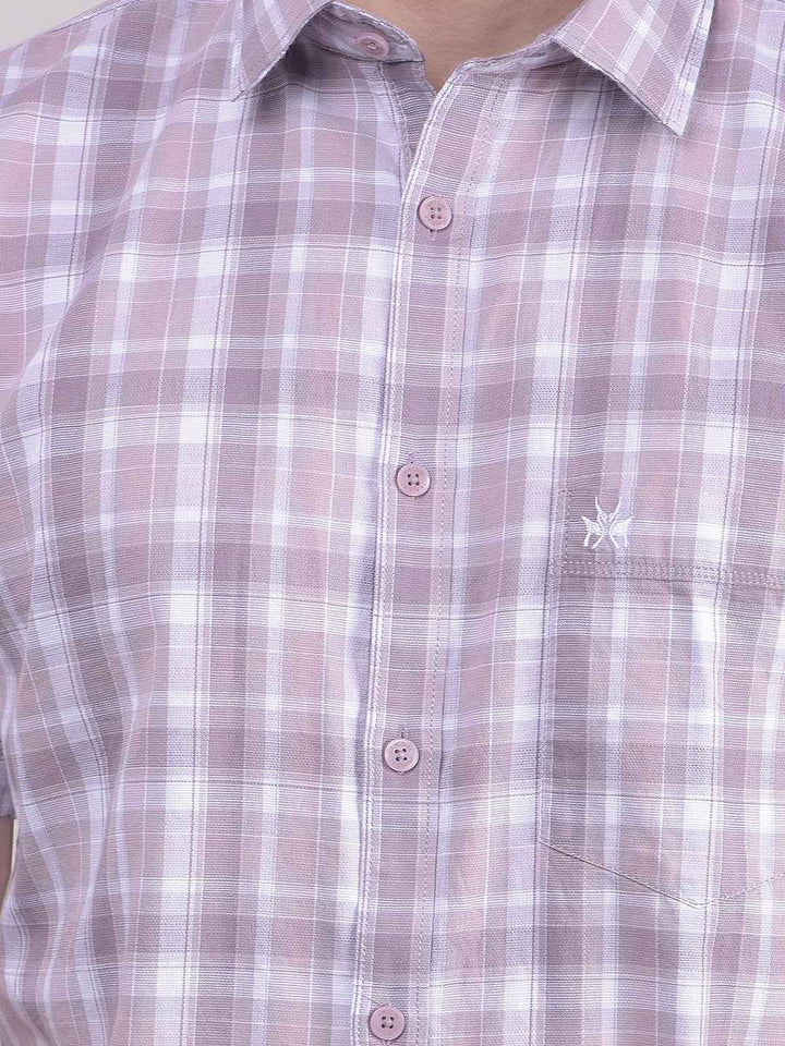 Purple Checked 100% Cotton Shirt