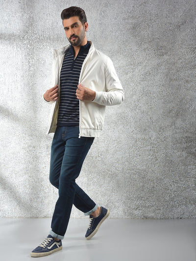 Modern Detailing Cream Puffer Jacket