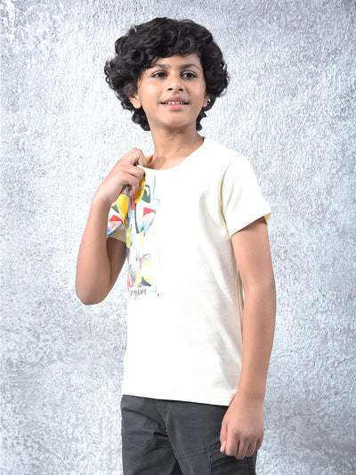 Trend-Forward Appeal Cream Printed T-Shirt