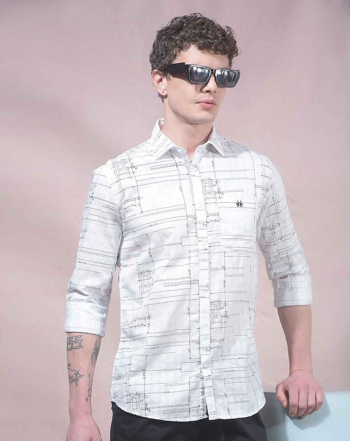 White Printed 100% Cotton Shirt