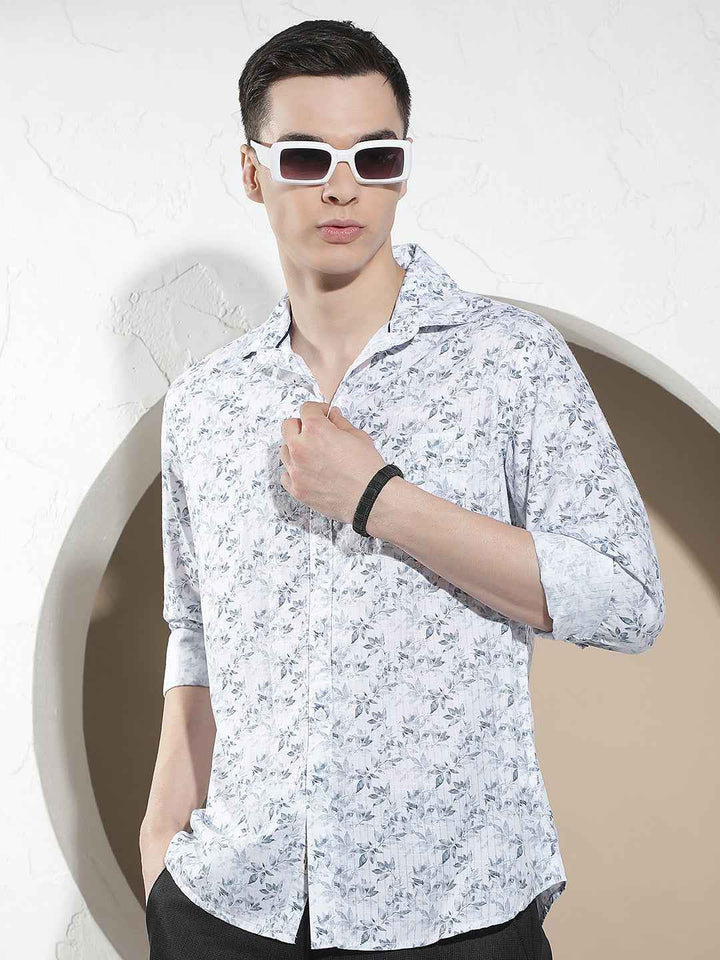 Blue Floral Print Shirt