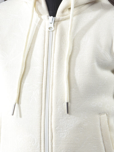 Cream Floral Print Hooded Neck Sweatshirt