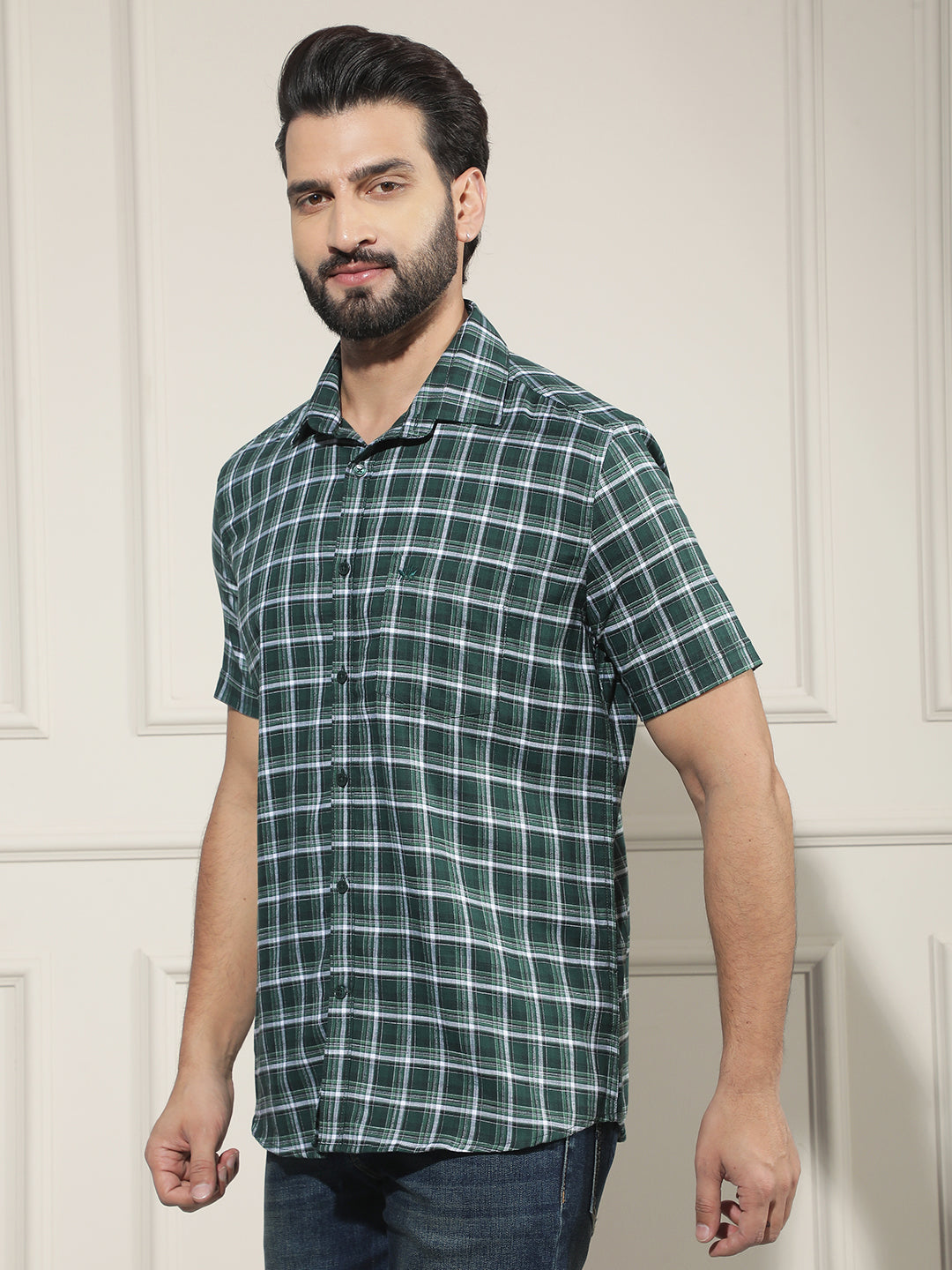 Green Checked 100% Cotton Shirt