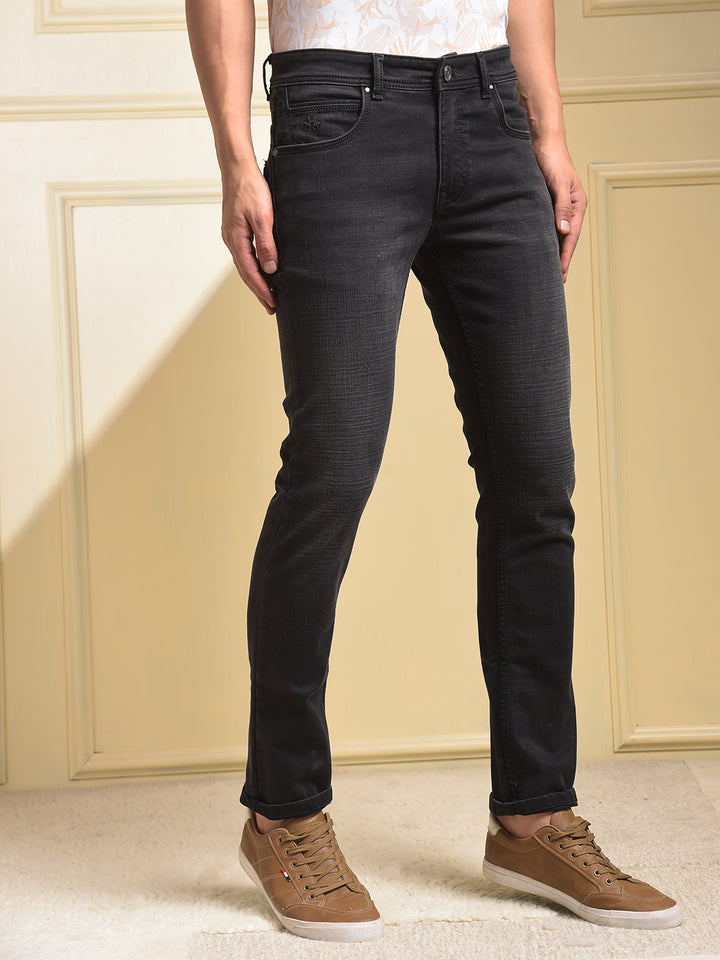 Mid-Wash Skinny Fit Black Jeans
