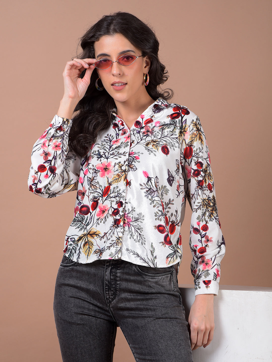 Multi-Color Floral Print Shirt
