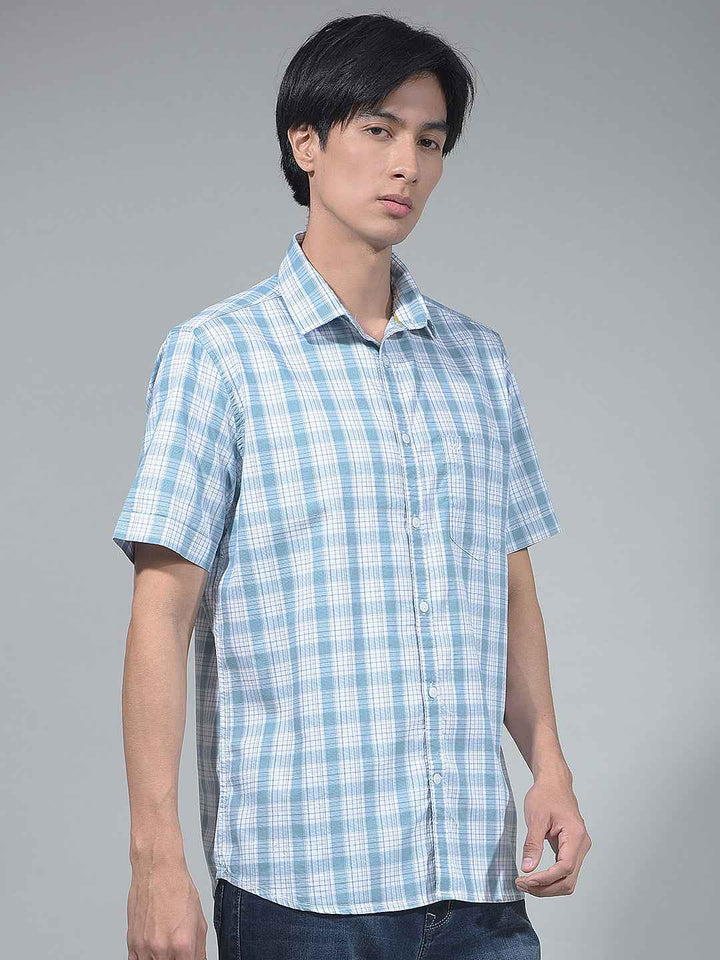 Blue Checked 100% Cotton Shirt