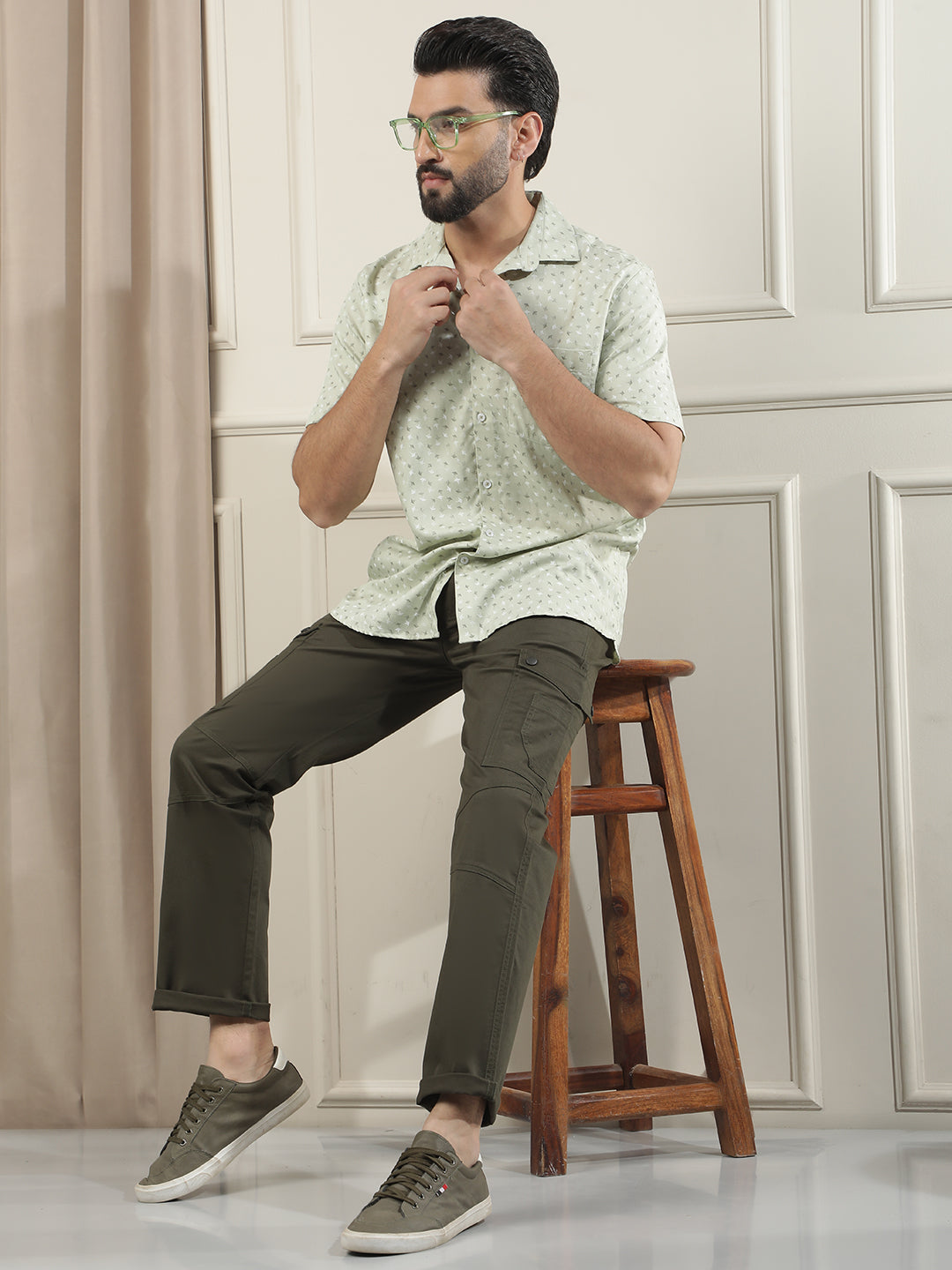 Modern Pine Green Printed Shirt