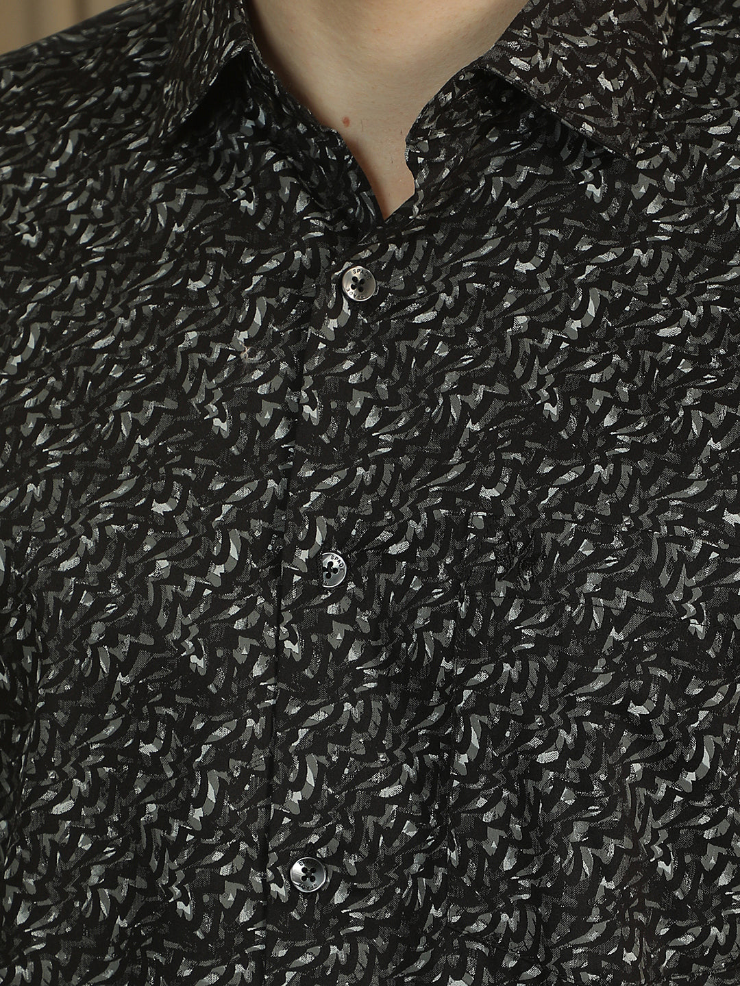 Black Printed 100% Cotton Shirt