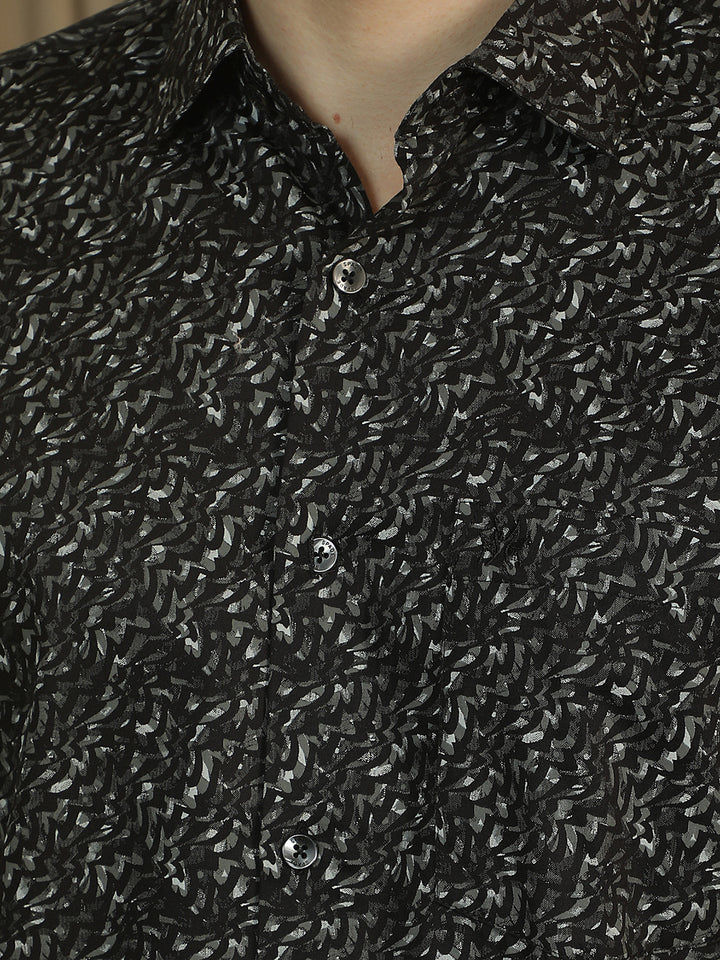 Black Printed 100% Cotton Shirt