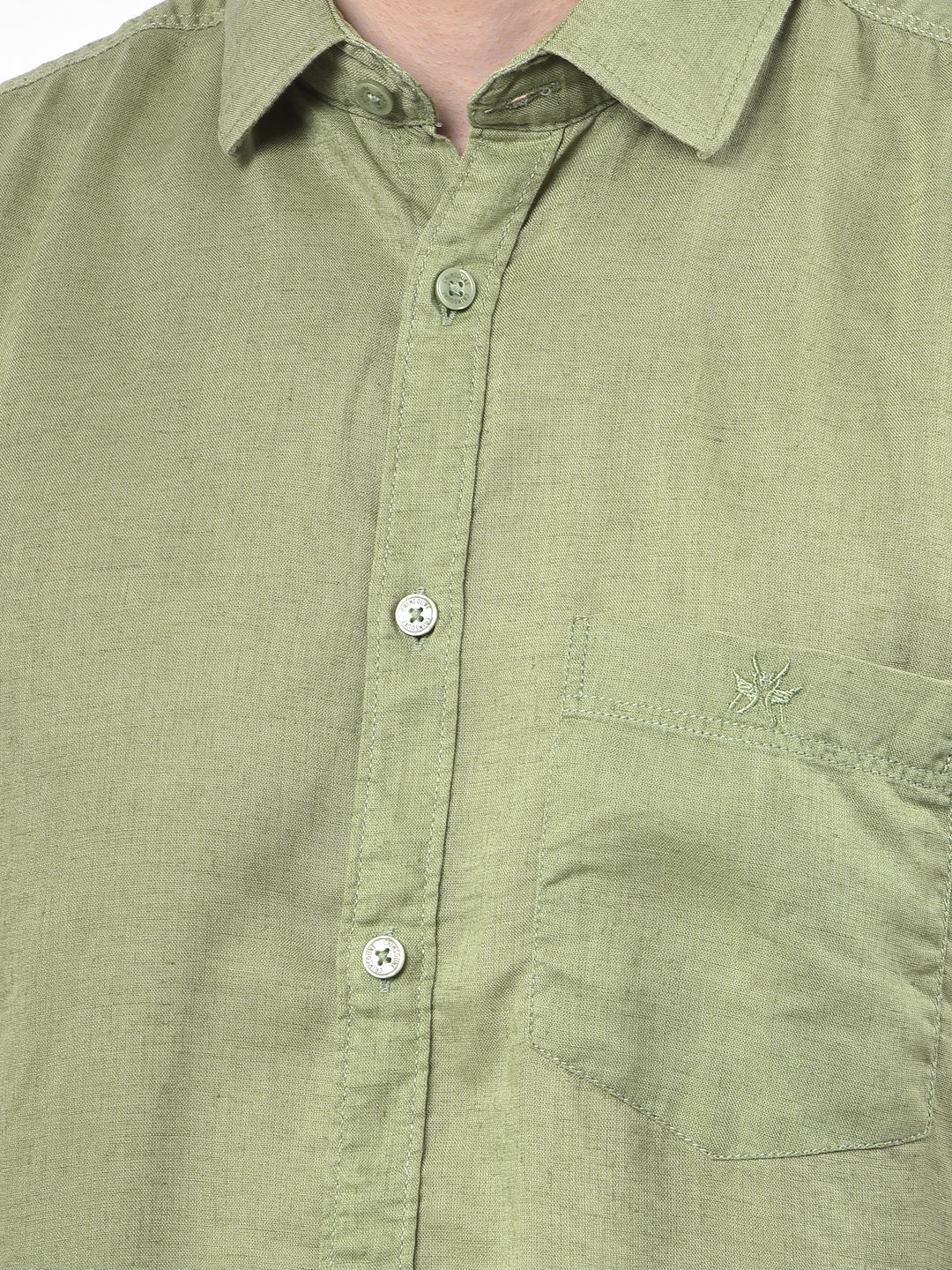 Olive Green Pure Linen Casual Shirt