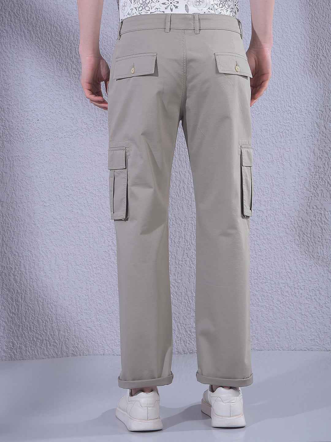 Grey Straight Cargo Trousers