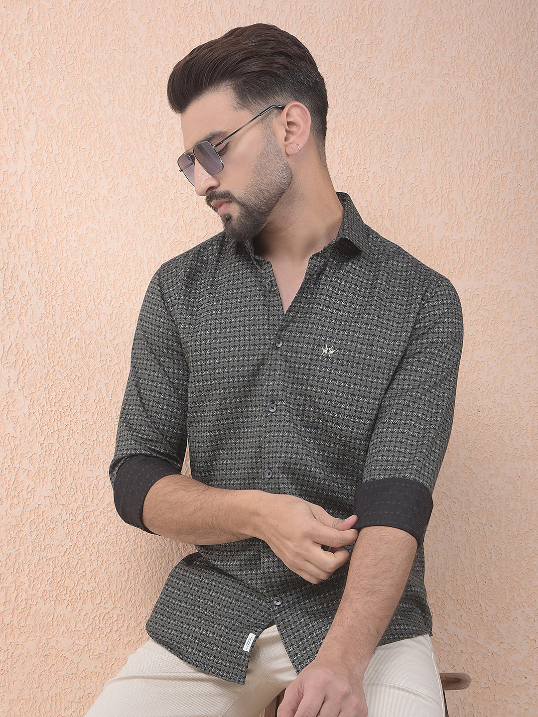 Green Printed 100% Cotton Shirt
