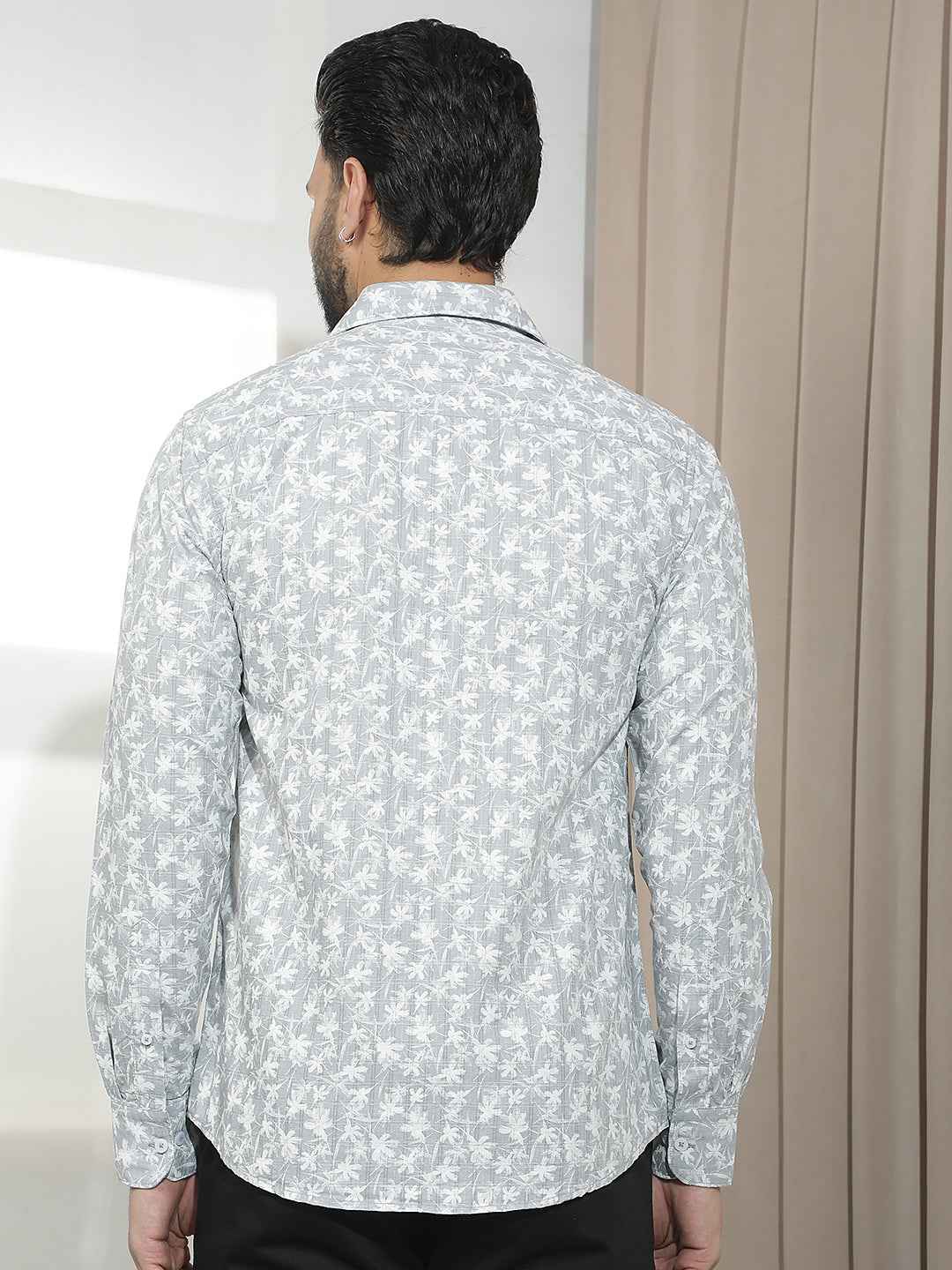 Grey Floral Print Shirt