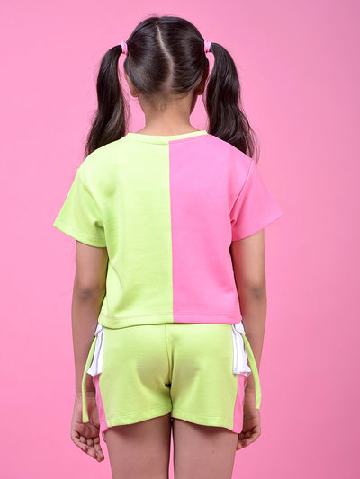 Green Color-Blocked T-Shirt