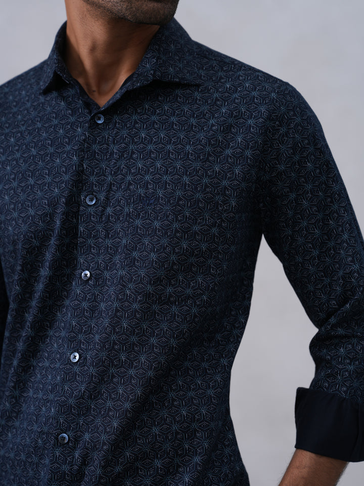 Navy Blue Printed Shirt