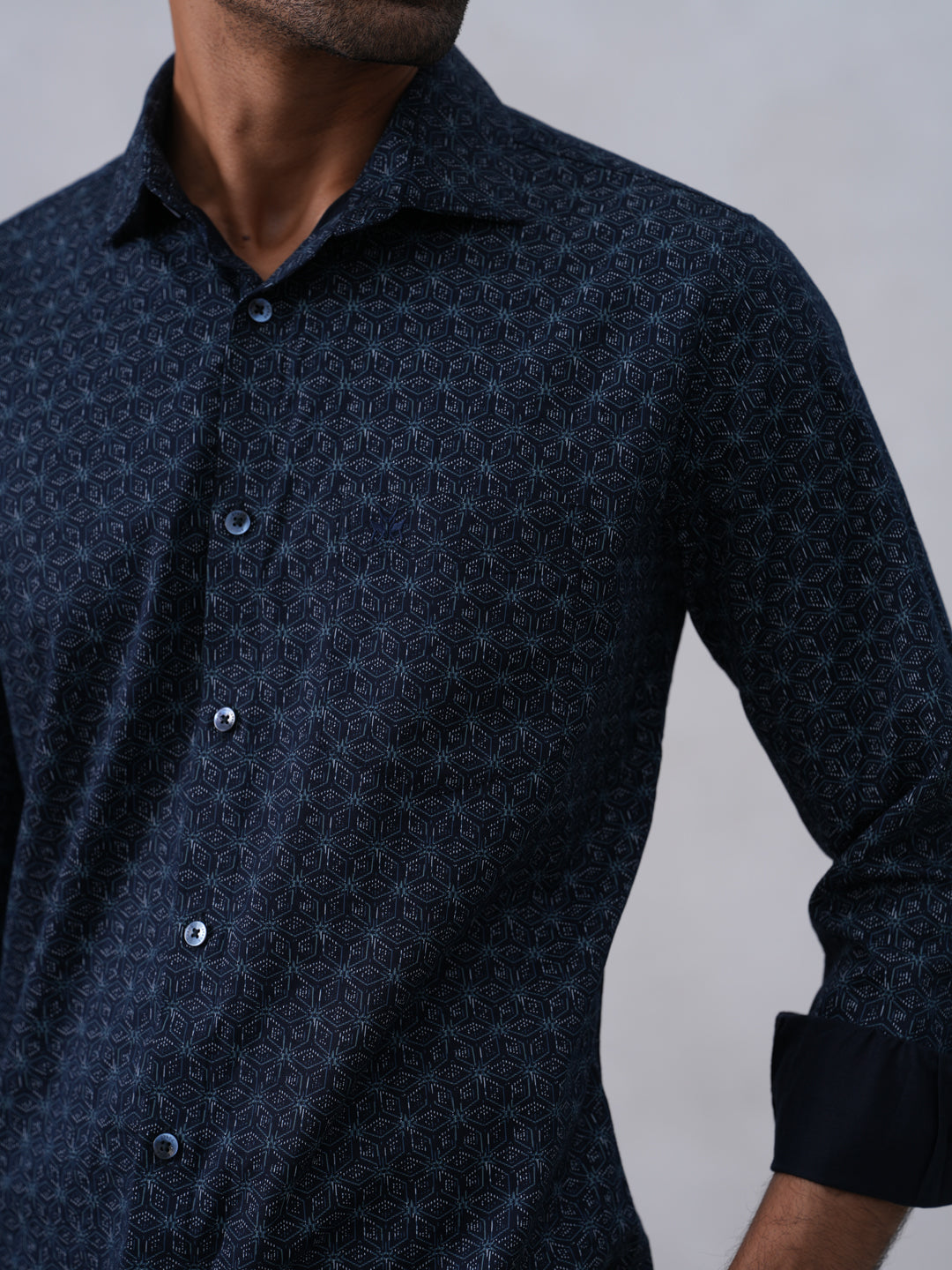 Navy Blue Printed Shirt