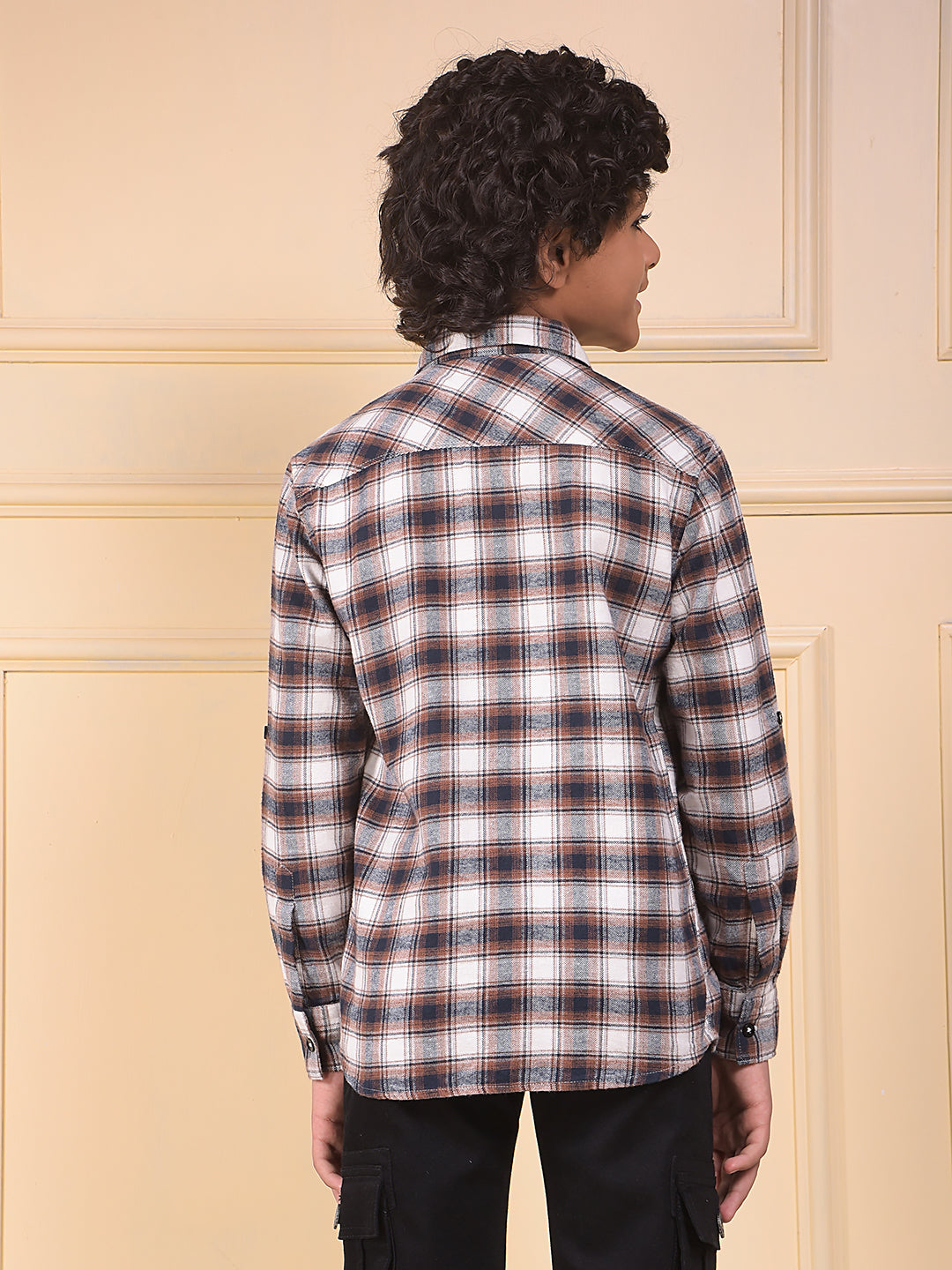 Brown Checked 100% Cotton Shirt