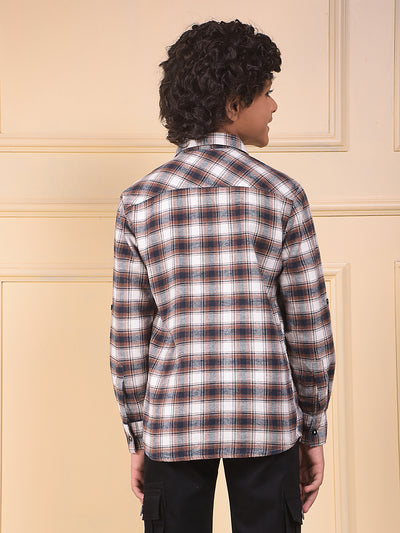 Brown Checked 100% Cotton Shirt